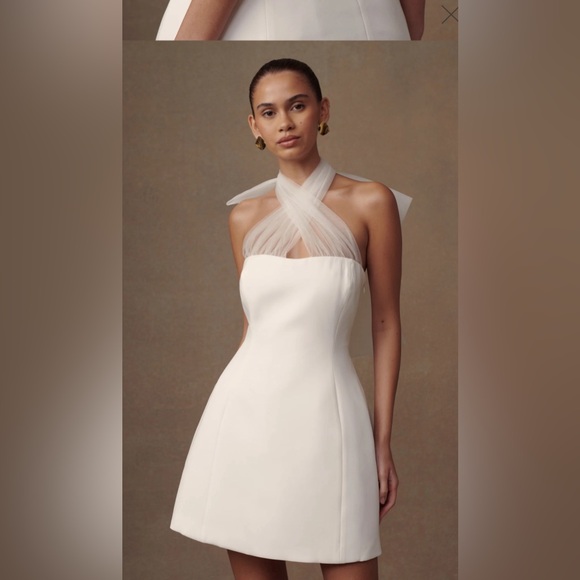 Meshki Maryam Tulle Bow Mini Dress - White - Picture 2 of 4